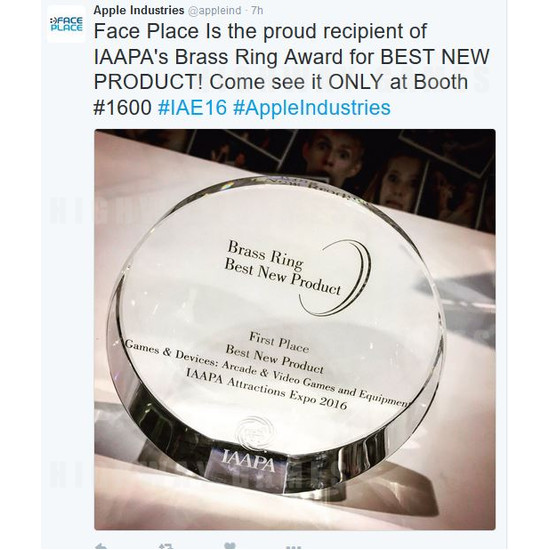 IAAPA arcade award goes to… a photo booth - Picture: Apple Industries Twitter account