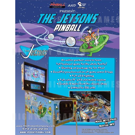 Spooky Pinball, The Pinball Company release Jetsons pinball machine details - Flyer