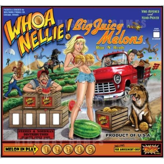Stern and Whizbang Announced Whoa Nellie! Big Juicy Melons Pinball Machine Now Available - Whoa Nellie! Big Juicy Melons Backlight by Stern and Whizbang