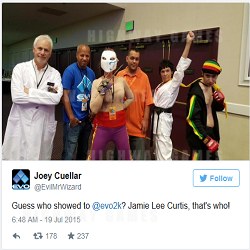 Jamie Lee Curtis Goes Incognito As Street Fighter Vega At Evo 2015